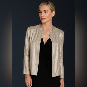 Louben Lined Shining Champagne 100% Linen Jacket Size 8